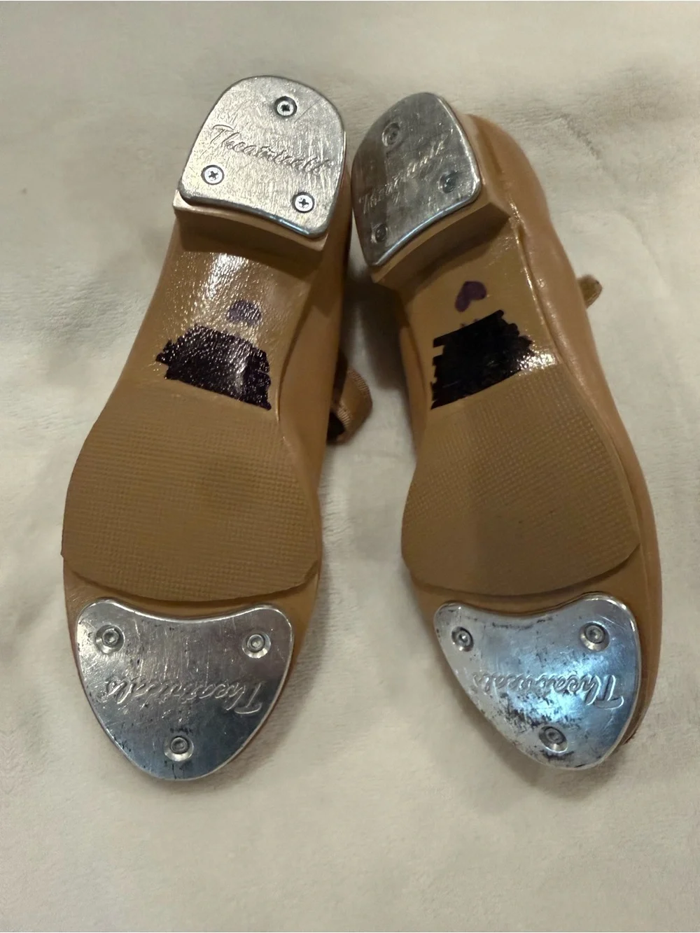 Girls Tan Mary Jane Tap Shoes with Hook-and-Loop Strap
